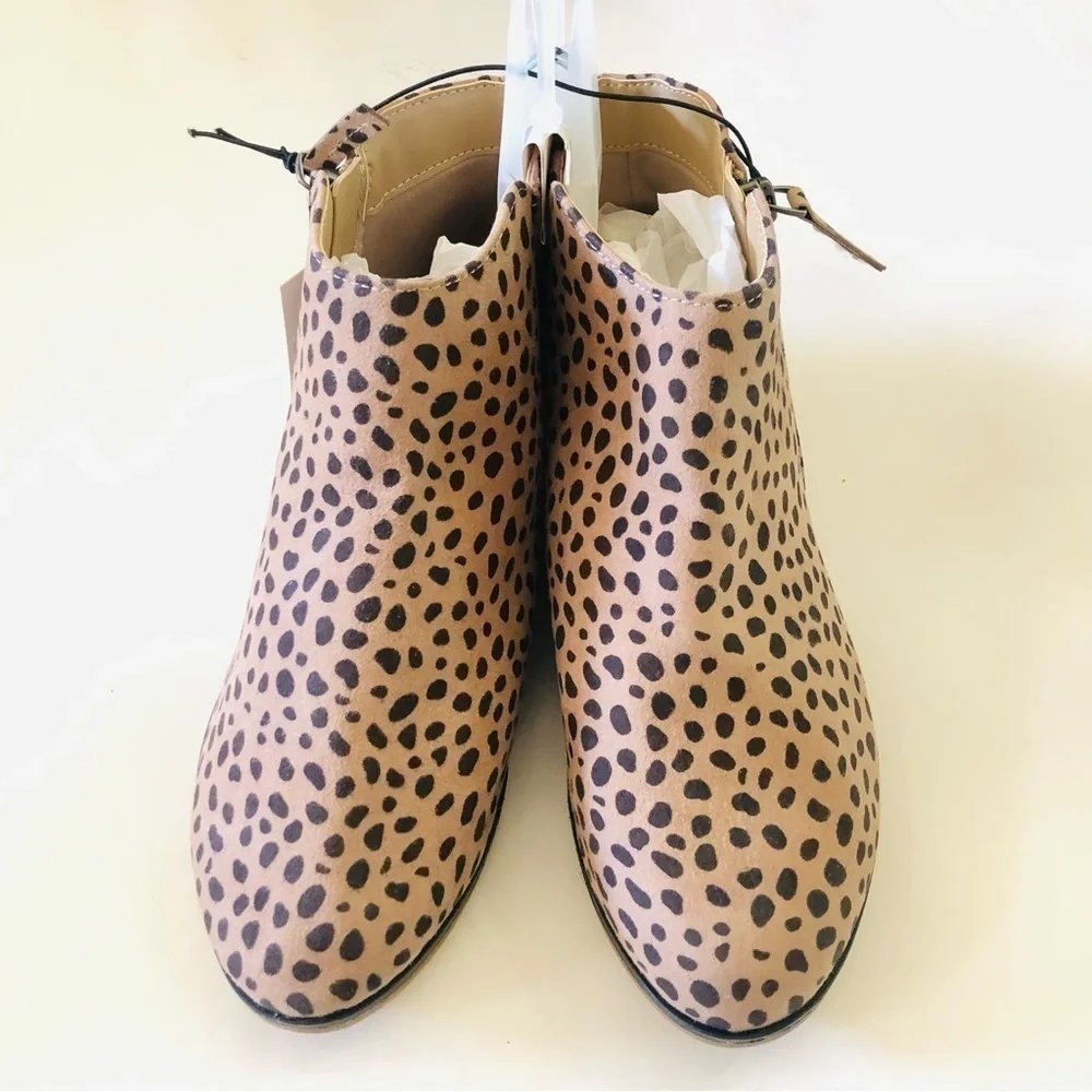 Cat & Jack Girls Judi Leopard Print Zipper Ankle Booties Size 4